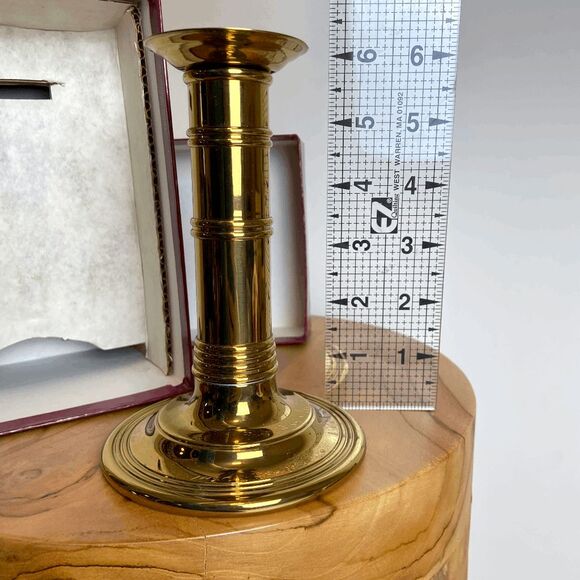 VTG Gorham Solid Brass Convertible Candlestick w/ Box Heirloom Decor - Picture 10 of 12